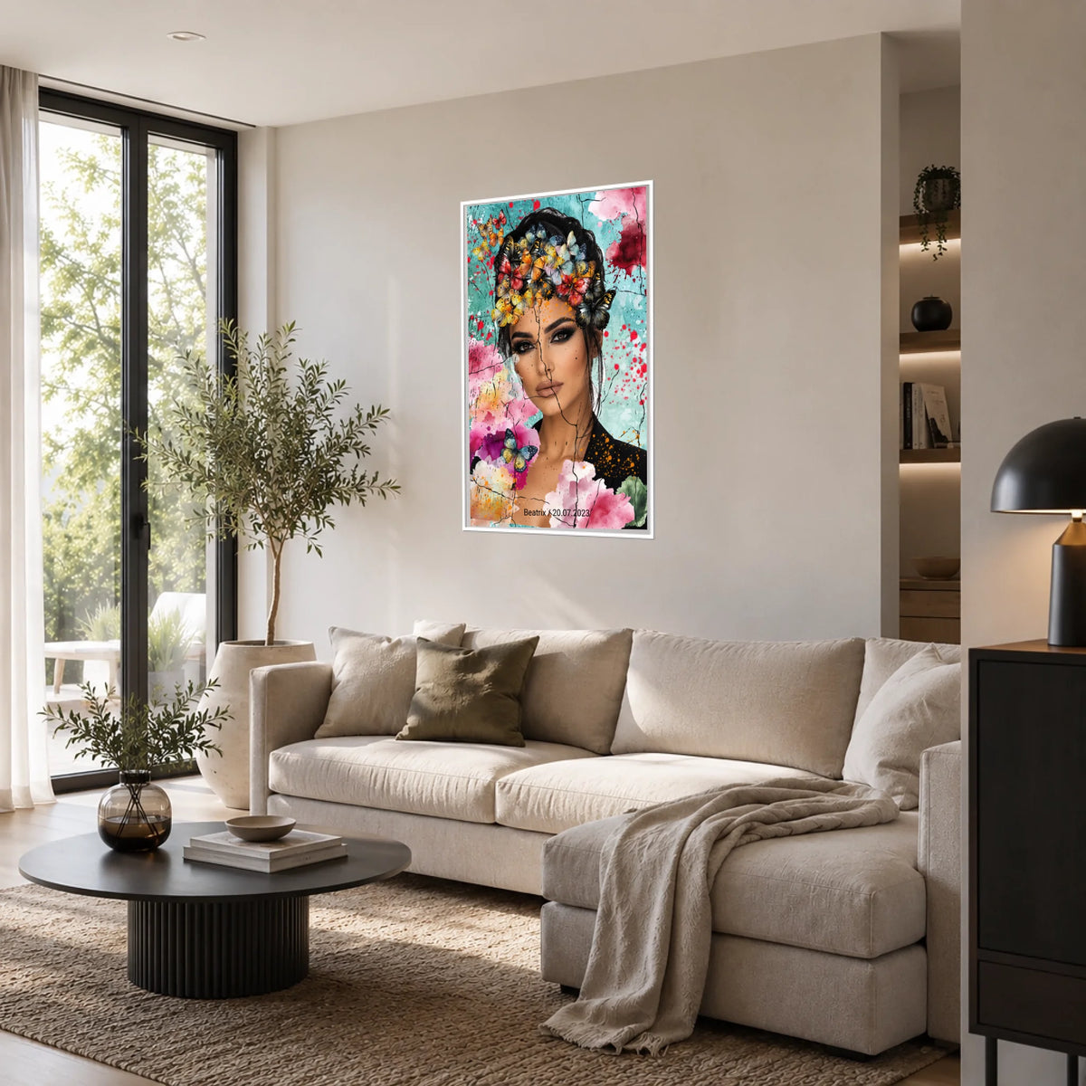 Wohnzimmer 1 mit Posterwandbild mit weißen Rahmen Kopie