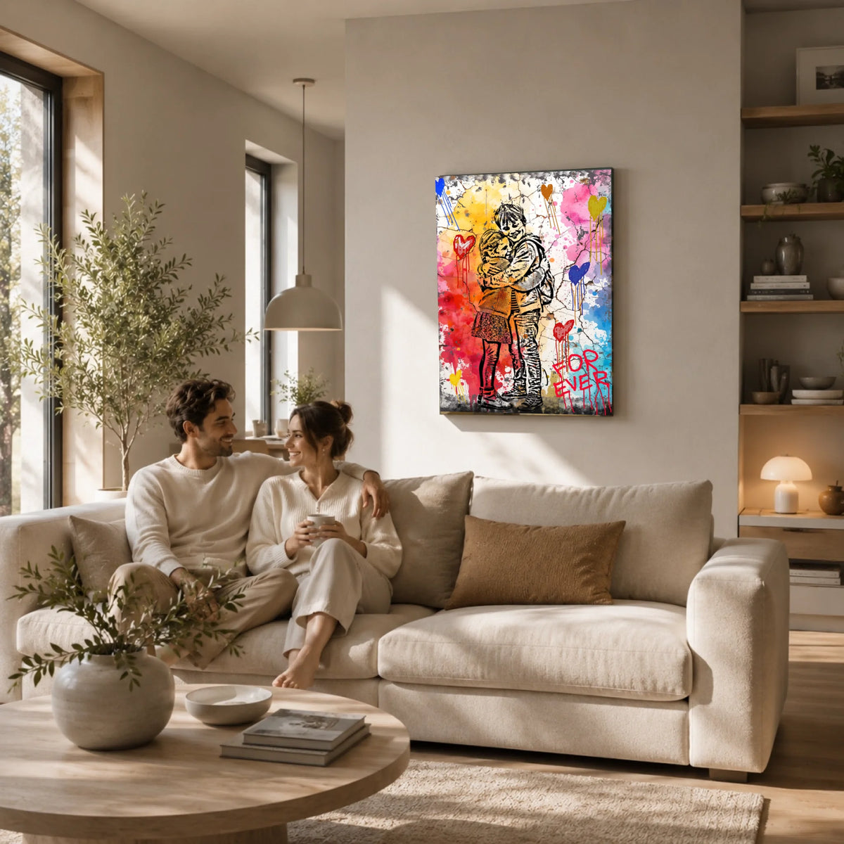 1-1, Wohnzimmer-Pärchen-Leinwand
