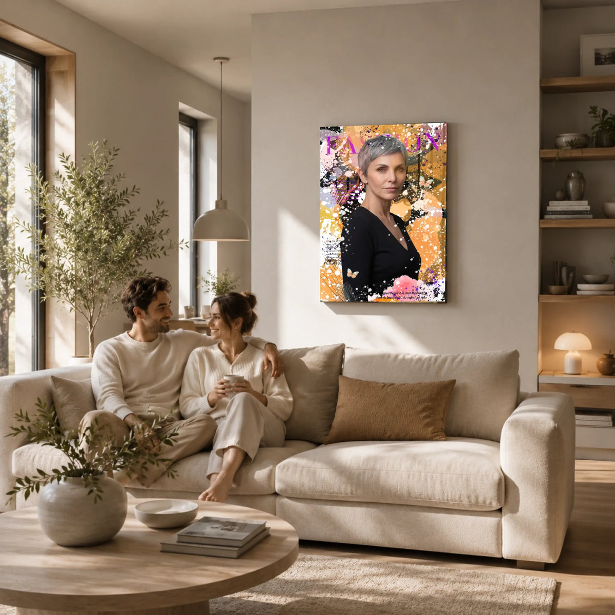 1-1, Wohnzimmer-Pärchen-Leinwand